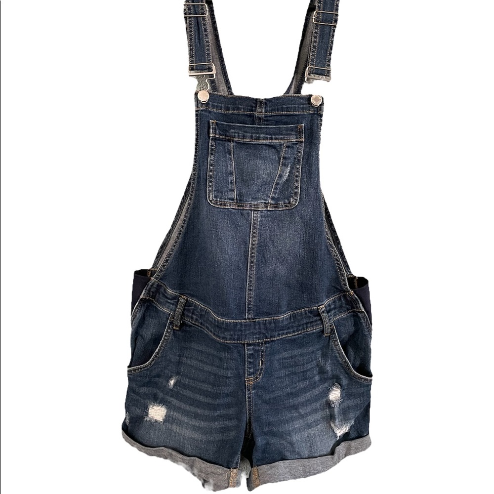 Maternity Denim Short Overalls